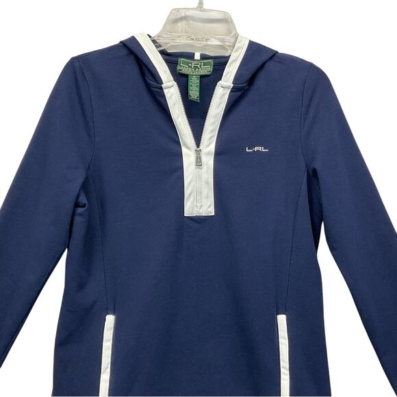Lauren Ralph Lauren 1/4-Zip Pullover Women's Size M Navy w/White Trim Athleisure - Picture 6 of 8